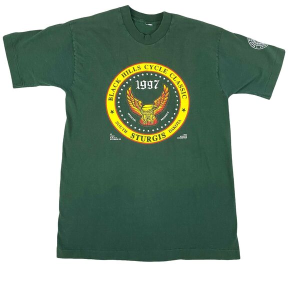 Black Hills Other - Vintage Black Hills Cycle Classic T Shirt 1997 Sturgis Single Stitch Green Siz L